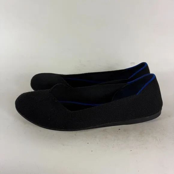 Rothys Ballet Flats Women's 8.5 Black Knit Slip-On Comfort Round Toe Casual