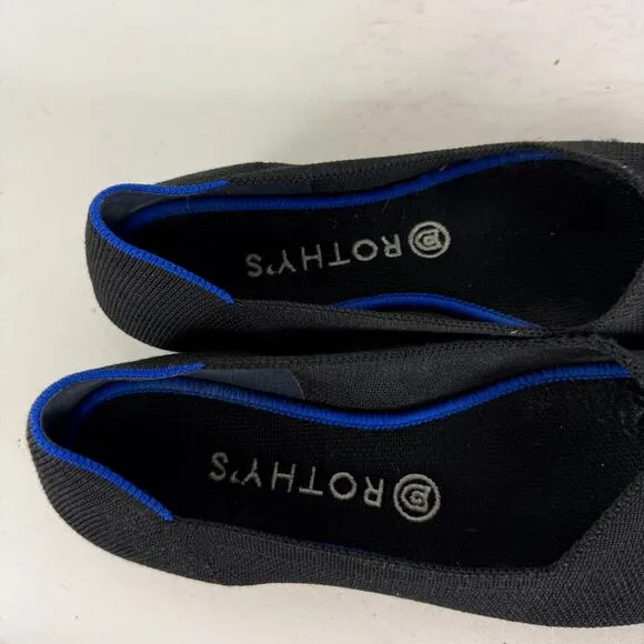 Rothys Ballet Flats Women's 8.5 Black Knit Slip-On Comfort Round Toe Casual