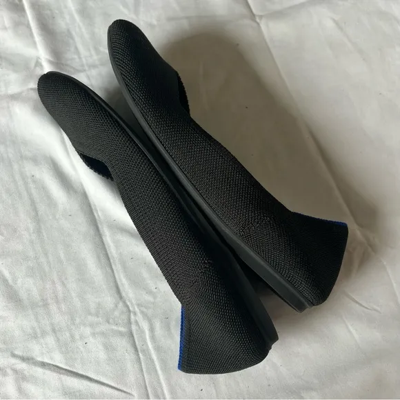 ROTHYS Black Leather Round Toe The Flat Slip Ons Mary Jane Clog Sz. 8