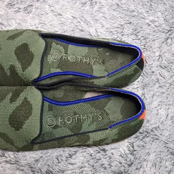 Rothy’s Camo Loafers Green Olive Flats Slip On Size 7