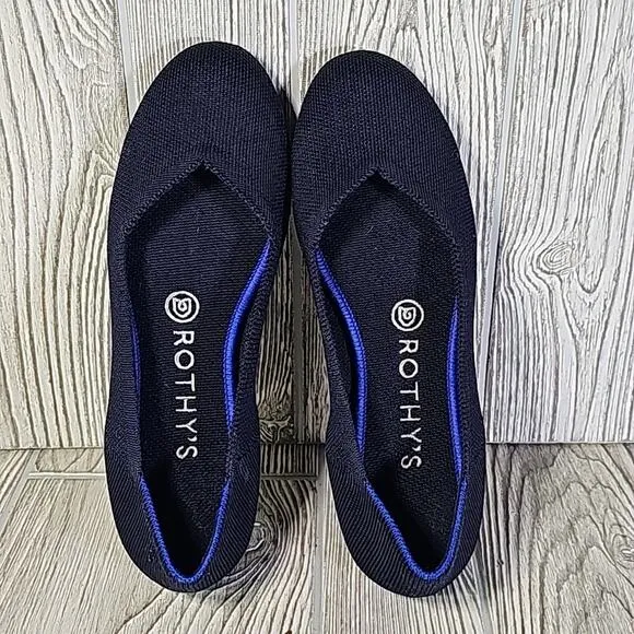 Rothy's Classic Navy Blue Round Toe Ballet Flats, Women's 7.5
