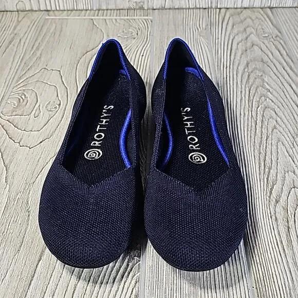 Rothy's Classic Navy Blue Round Toe Ballet Flats, Women's 7.5
