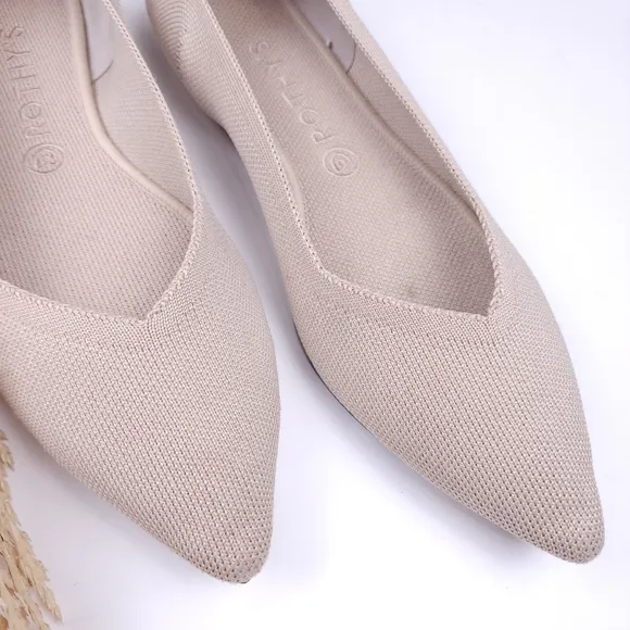 ROTHY'S Cream Leopard Print Sole Point Toe Flats Size 11.5