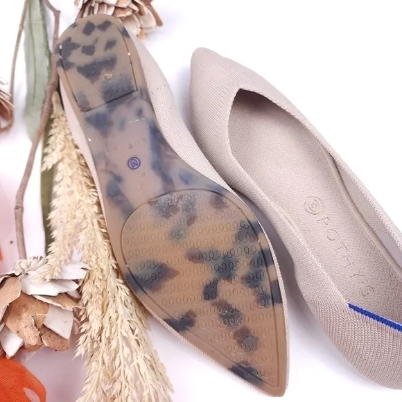 ROTHY'S Cream Leopard Print Sole Point Toe Flats Size 11.5