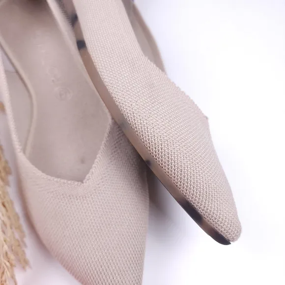 ROTHY'S Cream Leopard Print Sole Point Toe Flats Size 11.5