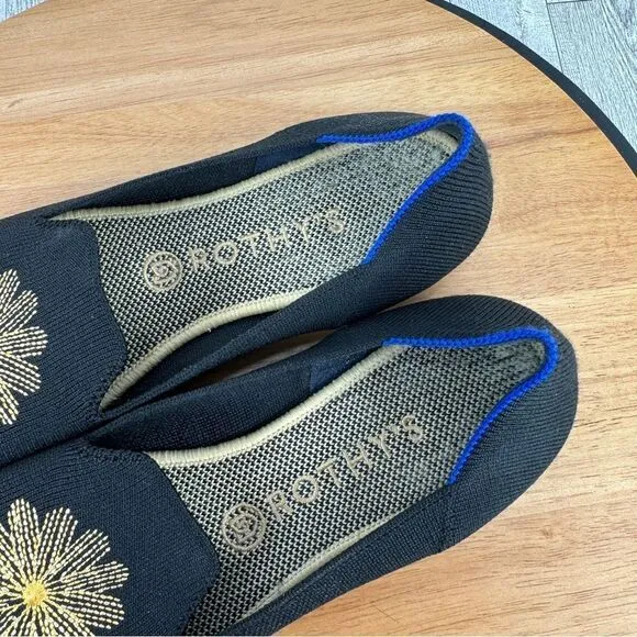 Rothy’s Limited Edition Holiday Golden Sunburst Loafer Flats Black Gold 9
