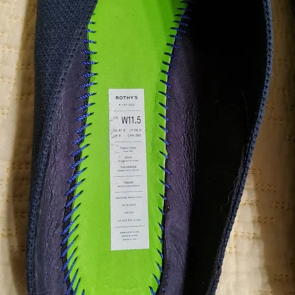 ROTHY'S Navy Demi-Mule Slide Flats Size 11,5