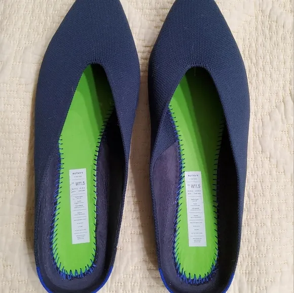 ROTHY'S Navy Demi-Mule Slide Flats Size 11,5