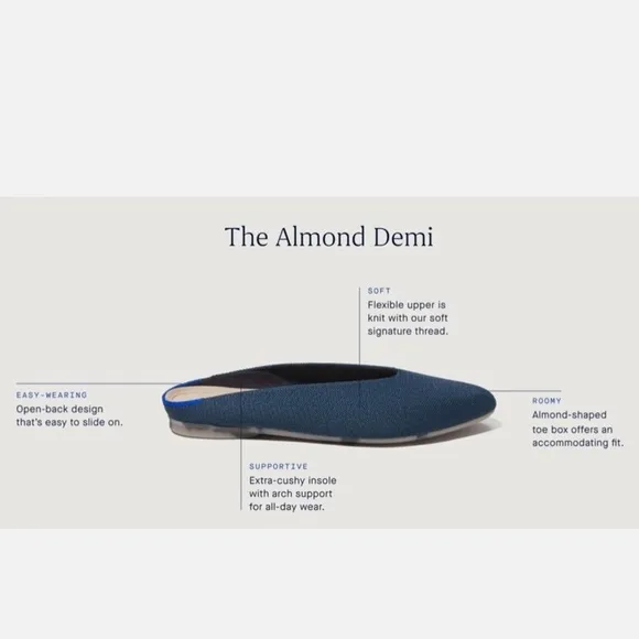 ROTHY'S Navy Demi-Mule Slide Flats Size 11,5