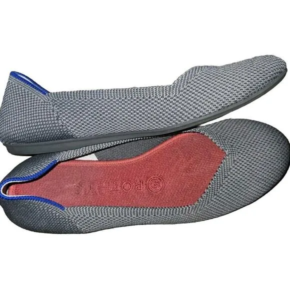 Rothy’s Pebble Grey Slip On Round Toe Flat Shoes Women’s Size 6.5