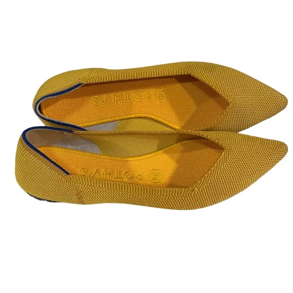 Rothys Point Sunflower Ballet Flats Sise 6.5 Pointed Toe Shoes Vegan