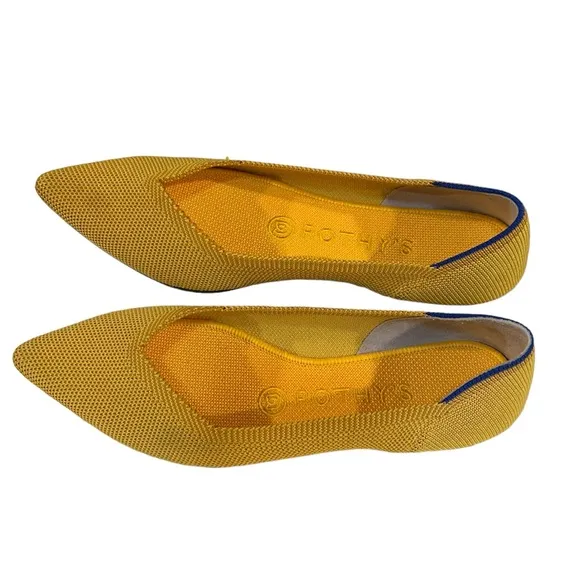 Rothys Point Sunflower Ballet Flats Sise 6.5 Pointed Toe Shoes Vegan