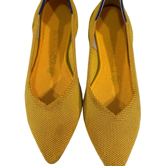 Rothys Point Sunflower Ballet Flats Sise 6.5 Pointed Toe Shoes Vegan