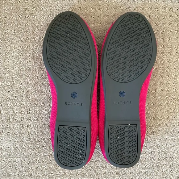 Rothy’s RARE RETIRED The Flat Women Hot Pink Marina Heel Stripe Flats Size 9
