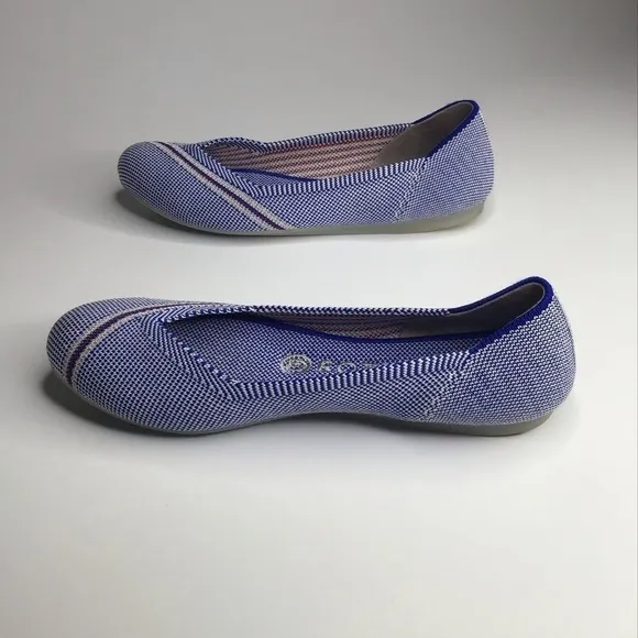 Rothy’s Retired Mirror Reflective Stripe Round Toe Flats Size 6.5.