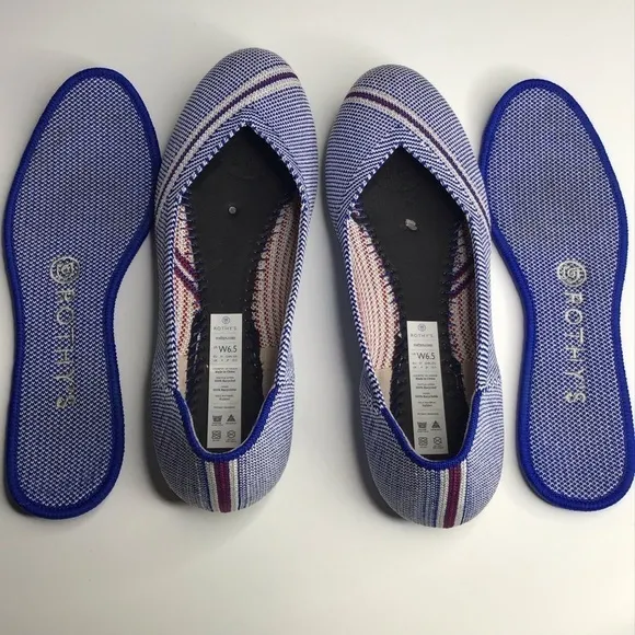 Rothy’s Retired Mirror Reflective Stripe Round Toe Flats Size 6.5.
