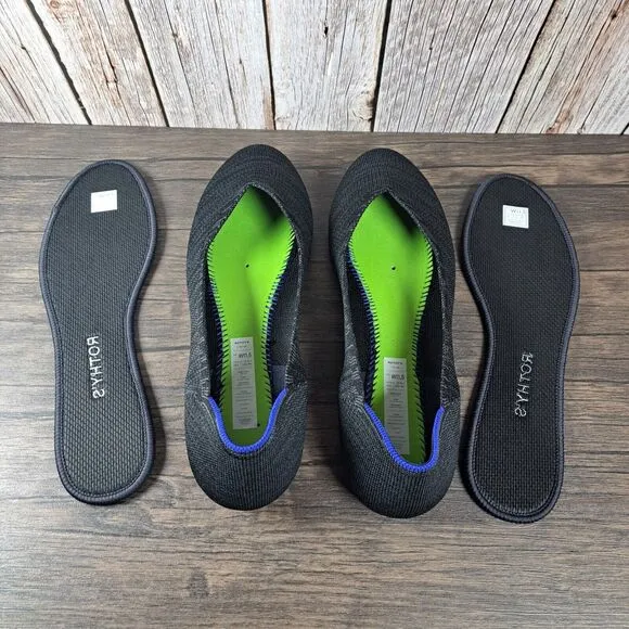 Rothy's Round Toe Heathered Black Women's Sz 11.5 Ballet Flats (NWOB)