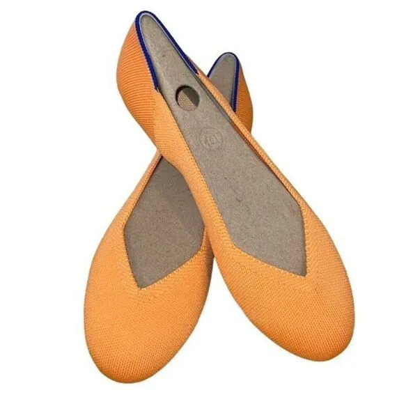 Rothy’s Round Toe Slip On Flats Size 10 New Orange Tangerine