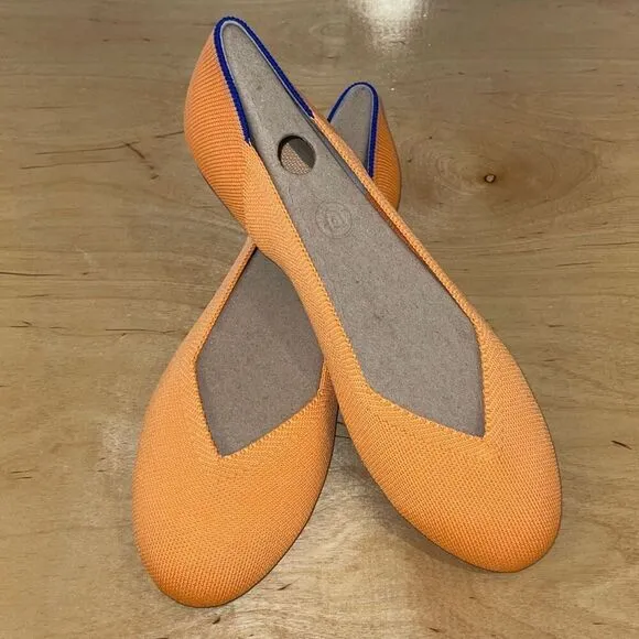 Rothy’s Round Toe Slip On Flats Size 10 New Orange Tangerine