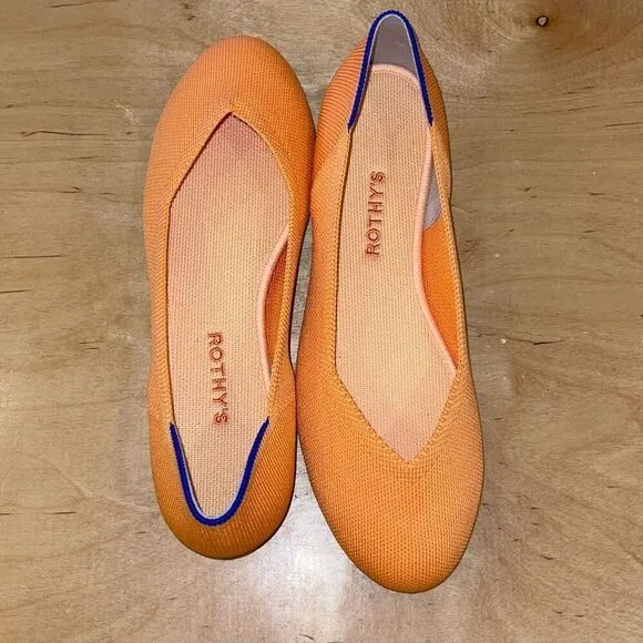 Rothy’s Round Toe Slip On Flats Size 10 New Orange Tangerine