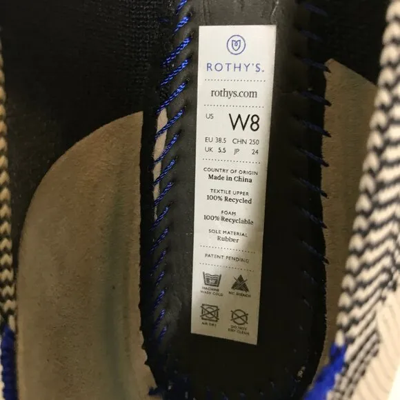 Rothy's Size 8 The Flat Plaid Round Toe Slip On Flats