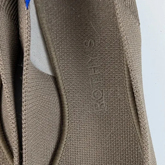 Rothys | Taupe Knit Pointed Toe Flats With Blue Trim Size US8