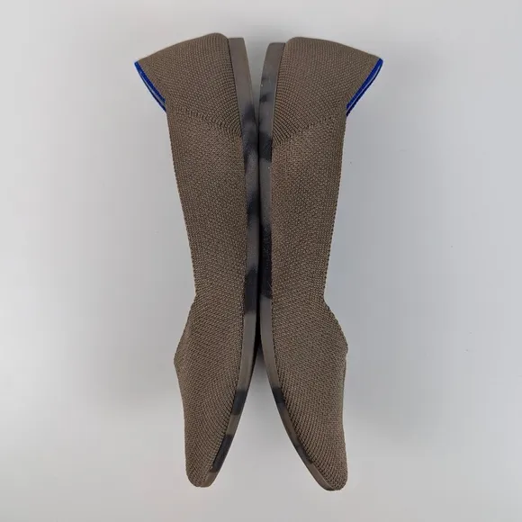 Rothys | Taupe Knit Pointed Toe Flats With Blue Trim Size US8