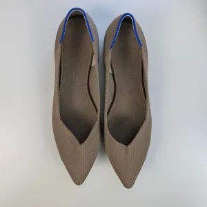 Rothys | Taupe Knit Pointed Toe Flats With Blue Trim Size US8