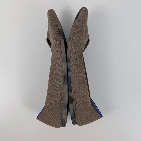 Rothys | Taupe Knit Pointed Toe Flats With Blue Trim Size US8
