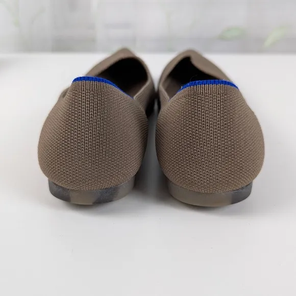 Rothys | Taupe Knit Pointed Toe Flats With Blue Trim Size US8