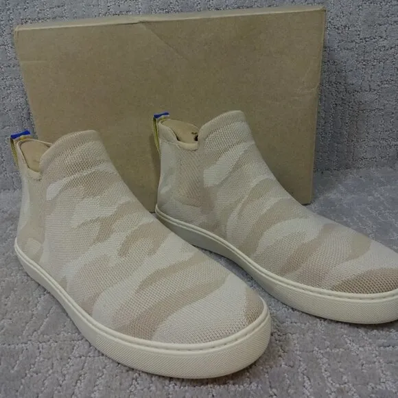 Rothys The Chelsea Beige Sand Camo Fabric High Top Sneaker Boots Multiple Sizes