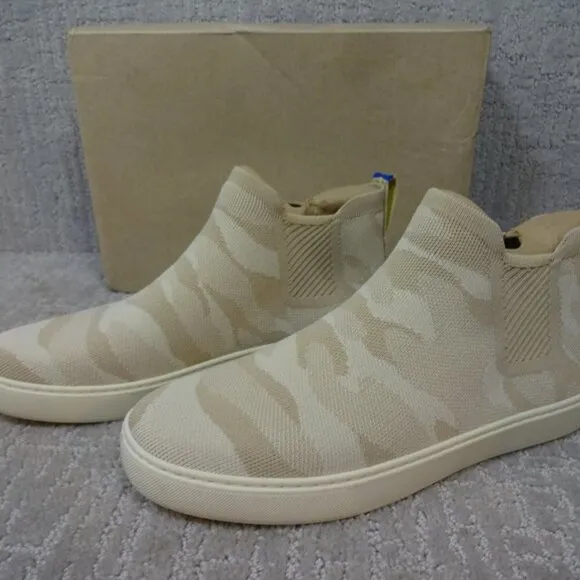 Rothys The Chelsea Beige Sand Camo Fabric High Top Sneaker Boots Multiple Sizes