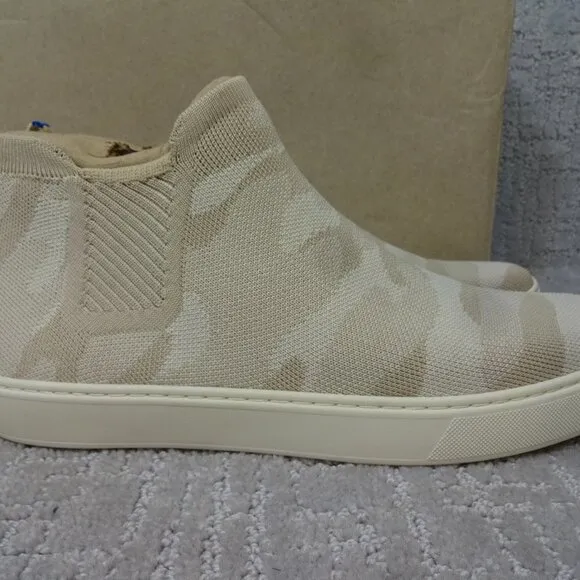 Rothys The Chelsea Beige Sand Camo Fabric High Top Sneaker Boots Multiple Sizes