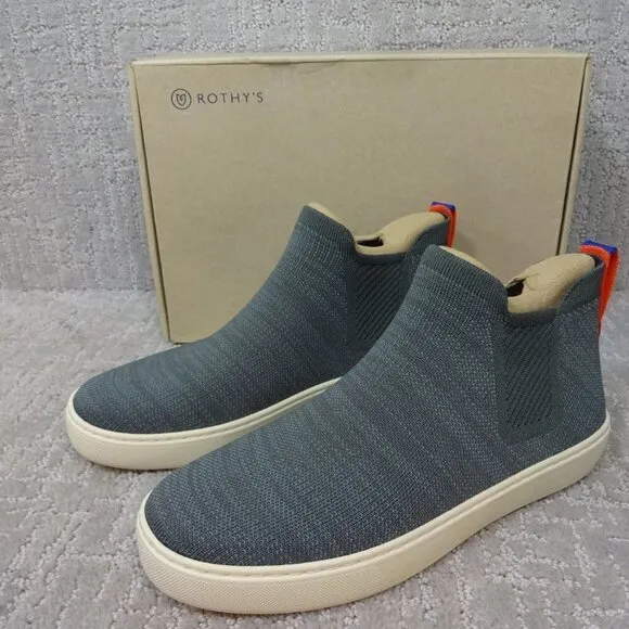 Rothy's The Chelsea Green Fog Melange Knit Pull On Ankle Boots Multiple Sizes