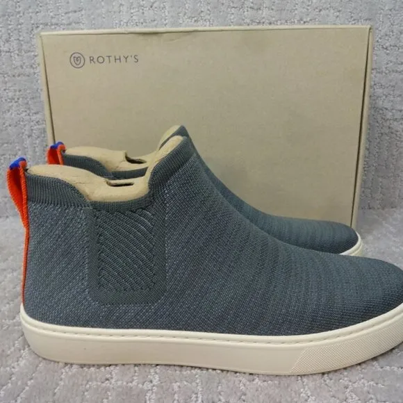 Rothy's The Chelsea Green Fog Melange Knit Pull On Ankle Boots Multiple Sizes