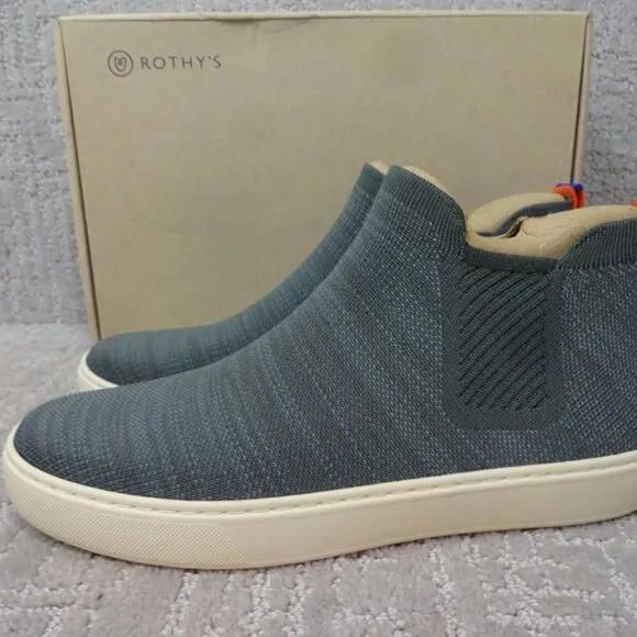 Rothy's The Chelsea Green Fog Melange Knit Pull On Ankle Boots Multiple Sizes