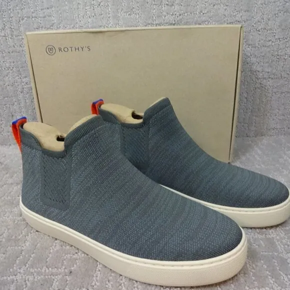 Rothy's The Chelsea Green Fog Melange Knit Pull On Ankle Boots Multiple Sizes