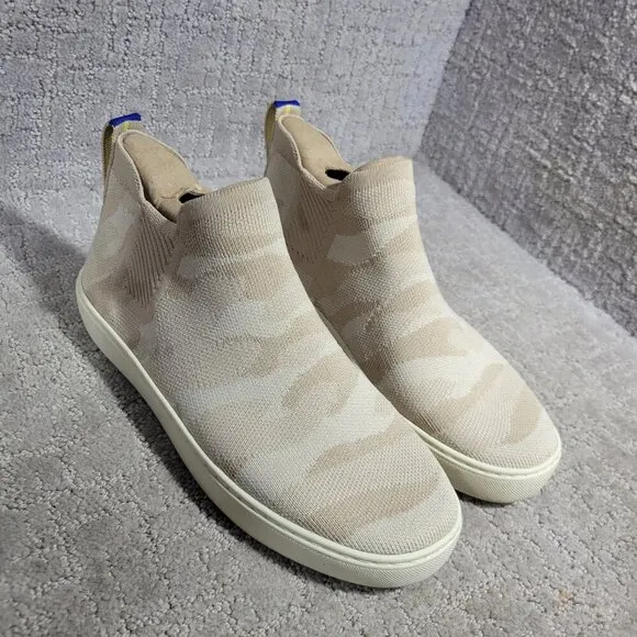 Rothys The Chelsea Women's Size 9 Beige Sand Camo Fabric High Top Sneaker Boots