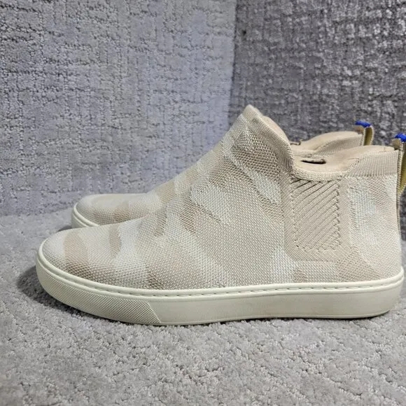 Rothys The Chelsea Women's Size 9 Beige Sand Camo Fabric High Top Sneaker Boots