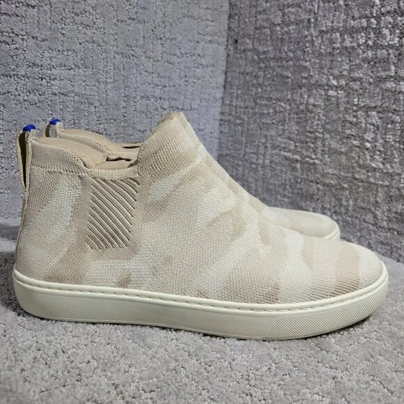 Rothys The Chelsea Women's Size 9 Beige Sand Camo Fabric High Top Sneaker Boots