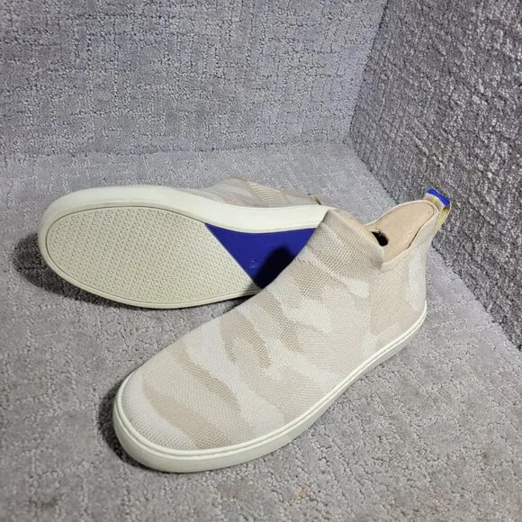 Rothys The Chelsea Women's Size 9 Beige Sand Camo Fabric High Top Sneaker Boots