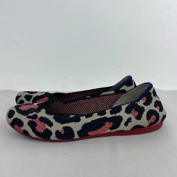 Rothy's The Flat Big Red Cat Animal Print Round Toe Flats Retired Women Size 7.5