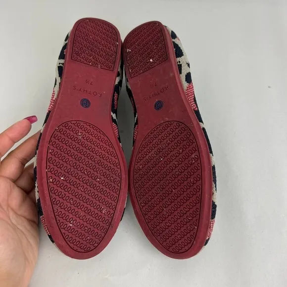 Rothy's The Flat Big Red Cat Animal Print Round Toe Flats Retired Women Size 7.5
