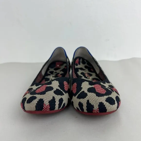Rothy's The Flat Big Red Cat Animal Print Round Toe Flats Retired Women Size 7.5