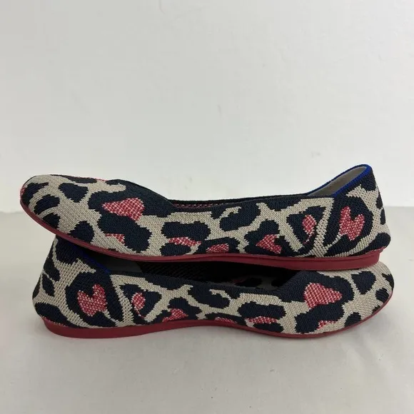 Rothy's The Flat Big Red Cat Animal Print Round Toe Flats Retired Women Size 7.5
