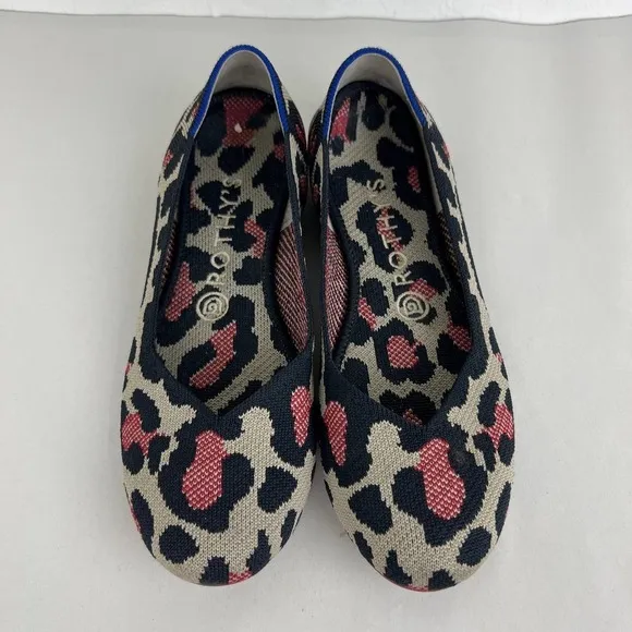 Rothy's The Flat Big Red Cat Animal Print Round Toe Flats Retired Women Size 7.5