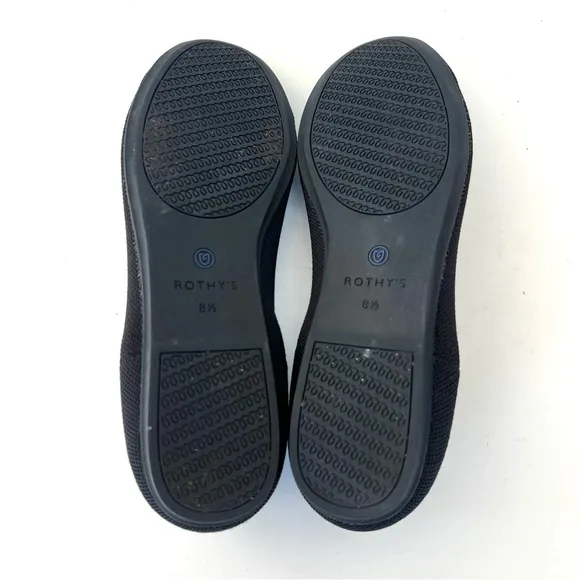 ROTHY’S The Flat Black w Blue Trim Soft Flexible Round Toe Slip On Flat Sz 8.5