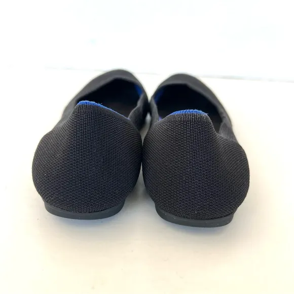 ROTHY’S The Flat Black w Blue Trim Soft Flexible Round Toe Slip On Flat Sz 8.5