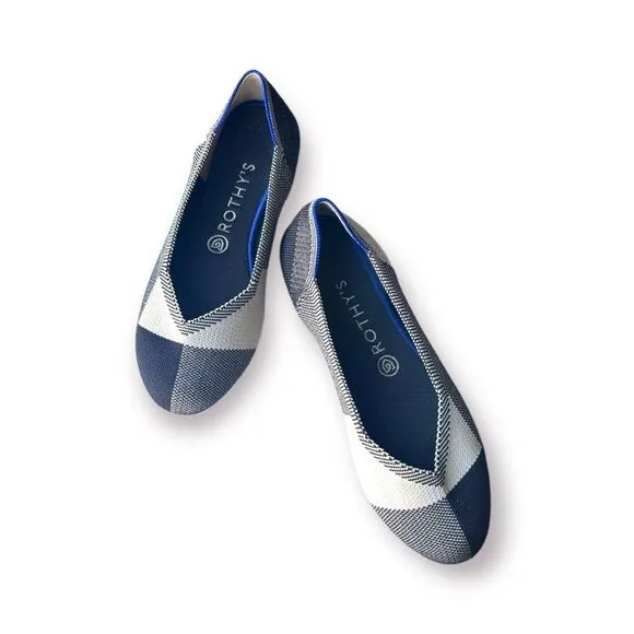 Rothy’s The Flat Captoe Plaid Slip On Flats 8.5