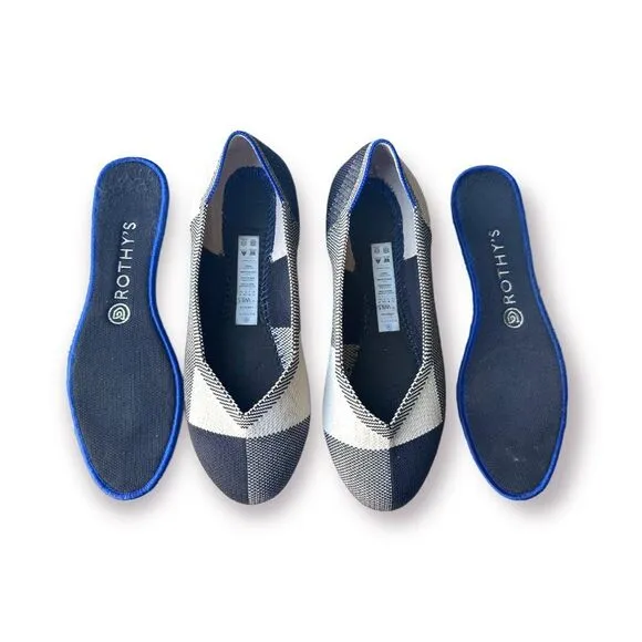 Rothy’s The Flat Captoe Plaid Slip On Flats 8.5